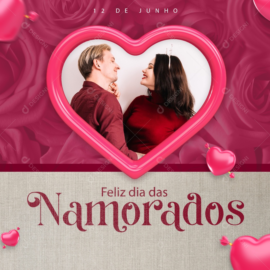 Social Media 12 De Junho Feliz Dia Dos Namorados PSD Editável