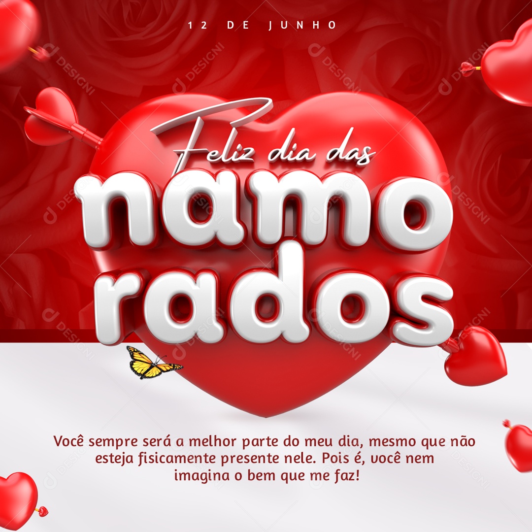 Social Media Você Sempre Será A Melhor Parte Do Meu Dia Feliz Dia Dos Namorados PSD Editável