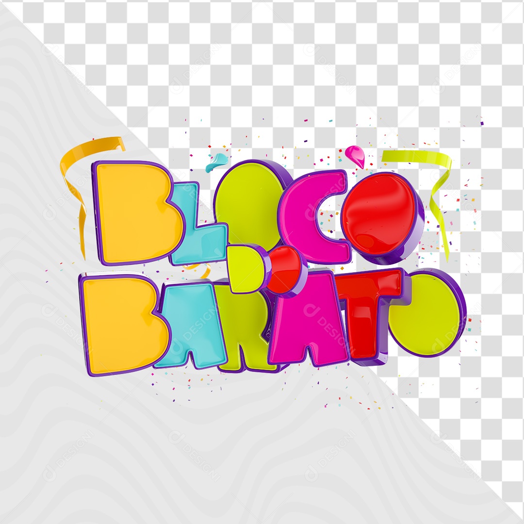 Texto 3D Para Composição Bloco Do Barato PSD