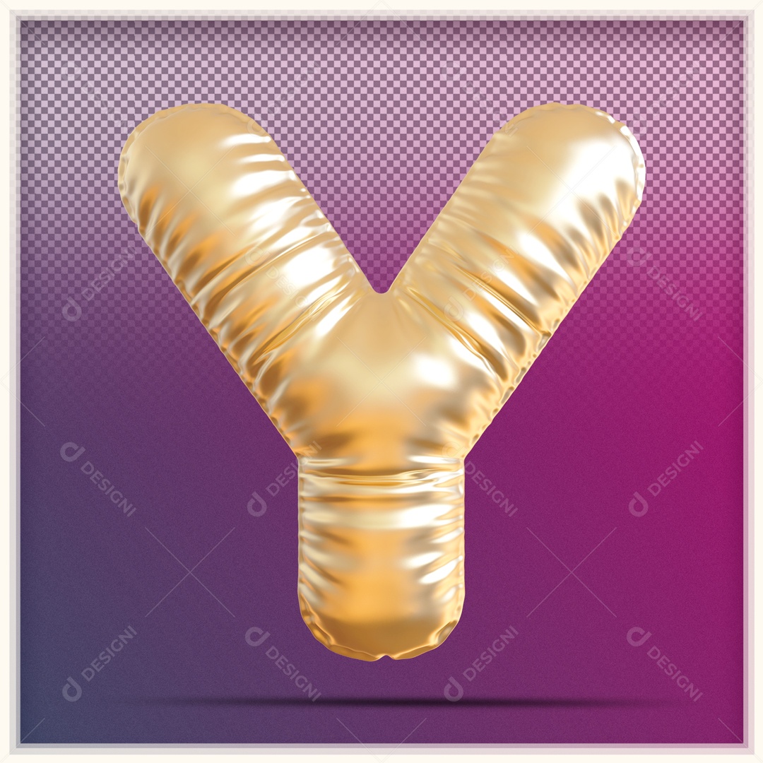 Letra 3D Y Balão Dourado Para Composição PSD