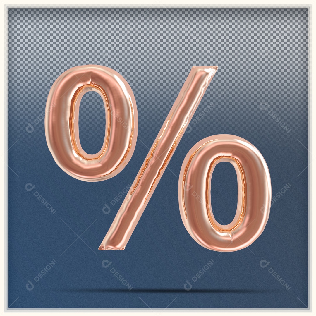 Elemento 3D Porcento Balão Rosa Para Composição PSD