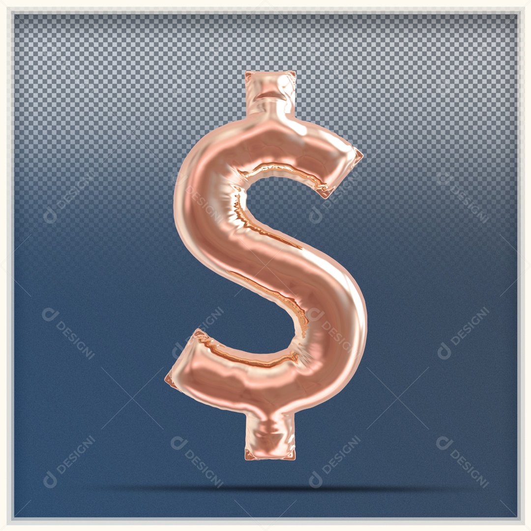 Elemento 3D Cifrão Balão Rosa Para Composição PSD