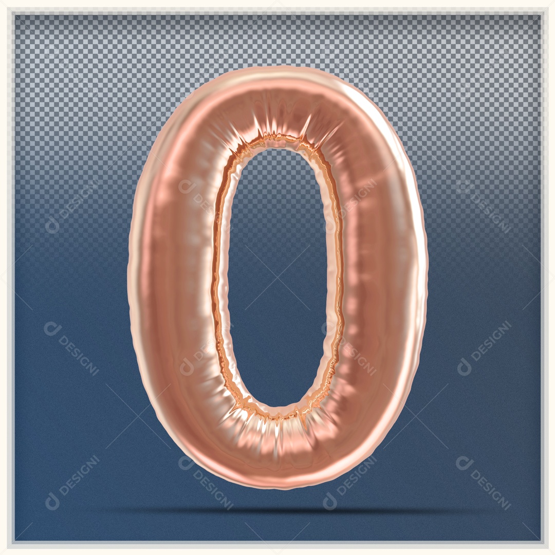 Número 3D 0 Balão Rosa Para Composição PSD