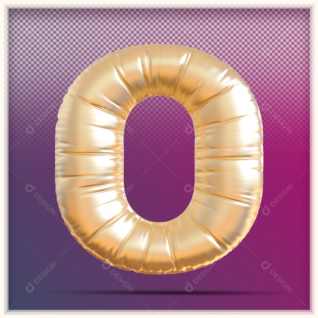 Letra 3D O Balão Dourado Para Composição PSD