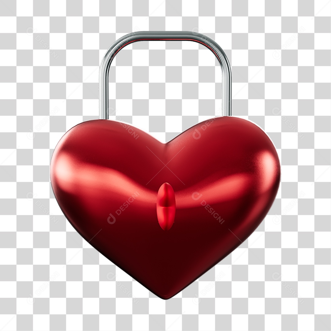 Coração Cadeado Vermelho Dia Dos Namorados PNG Transparente