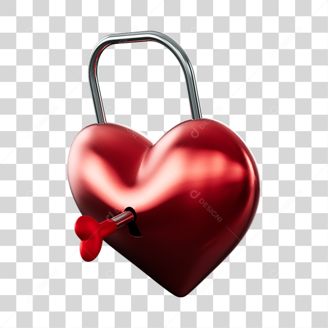 Coração Cadeado Vermelho Dia Dos Namorados PNG Transparente