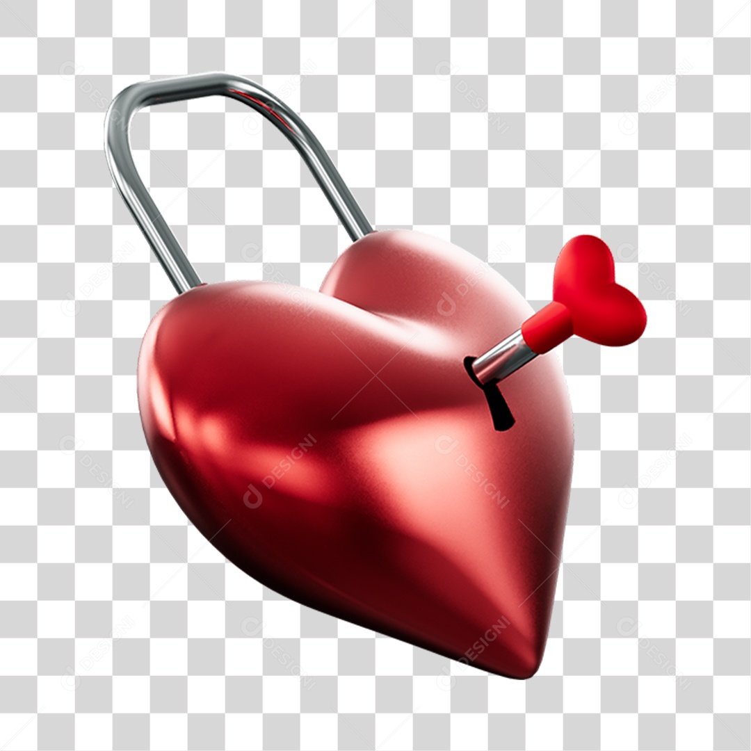 Coração Cadeado Vermelho Dia Dos Namorados PNG Transparente