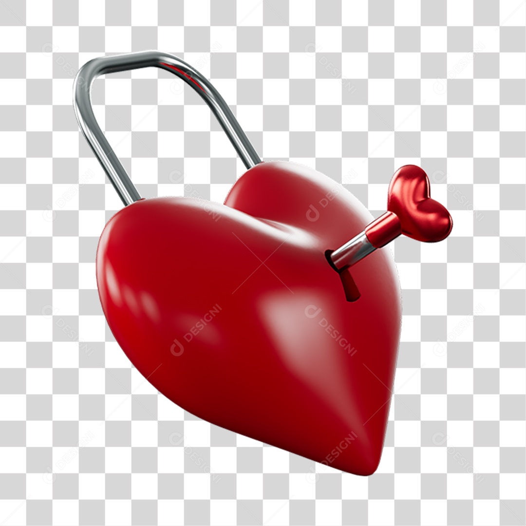 Coração Cadeado Vermelho Dia Dos Namorados PNG Transparente
