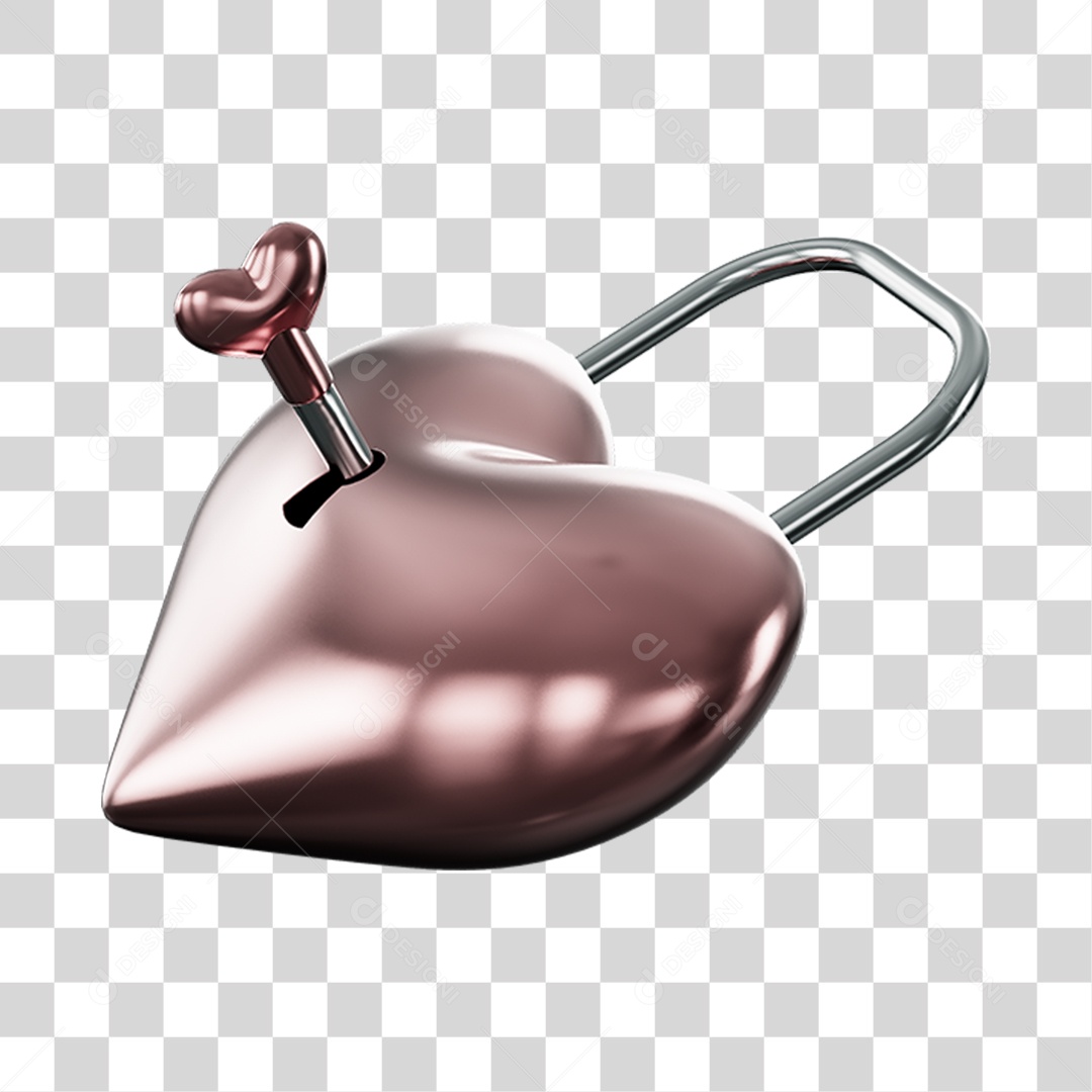 Coração Cadeado Rose Dia Dos Namorados PNG Transparente