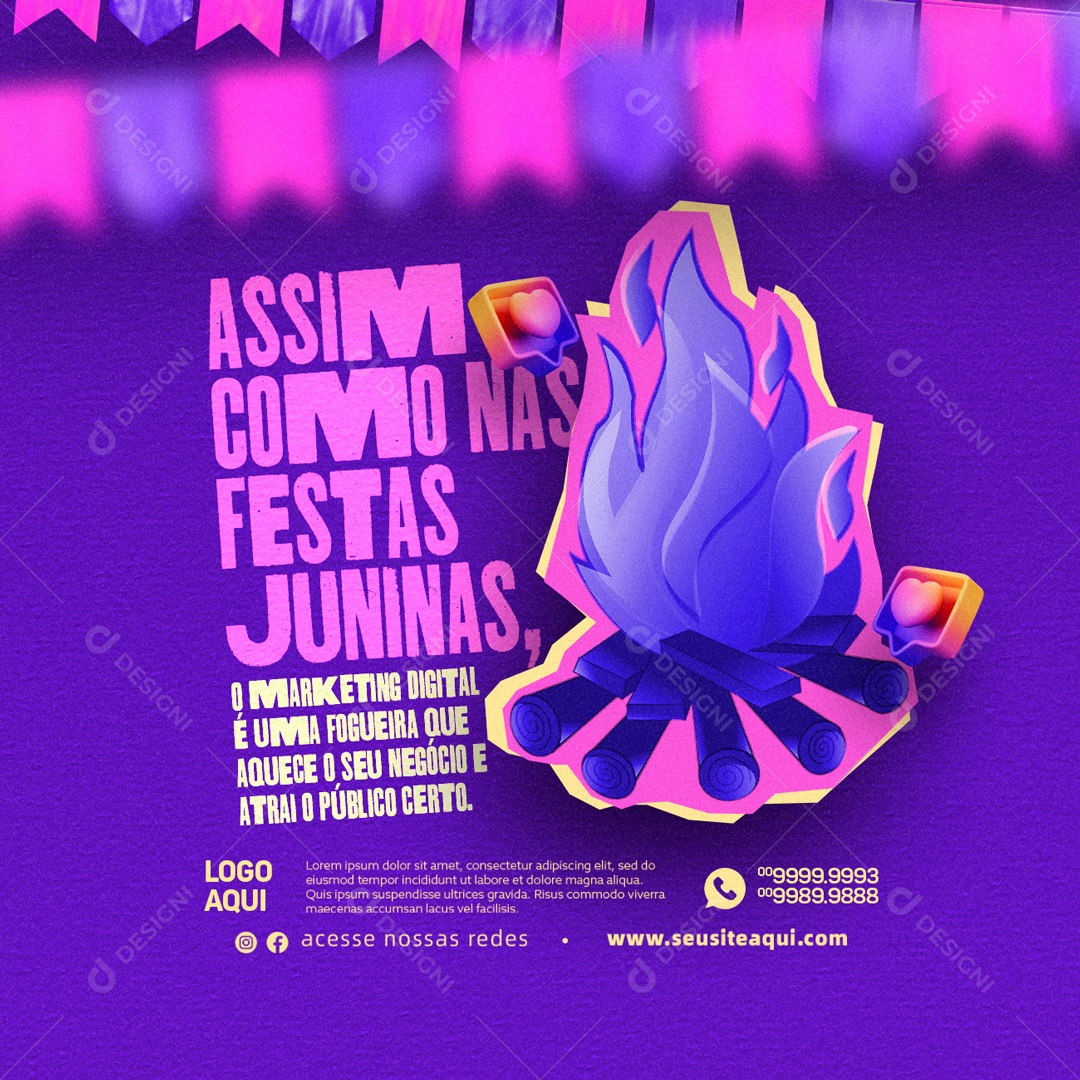 Assim Como Nas Festas Juninas Marketing Digital Social Media PSD Editável
