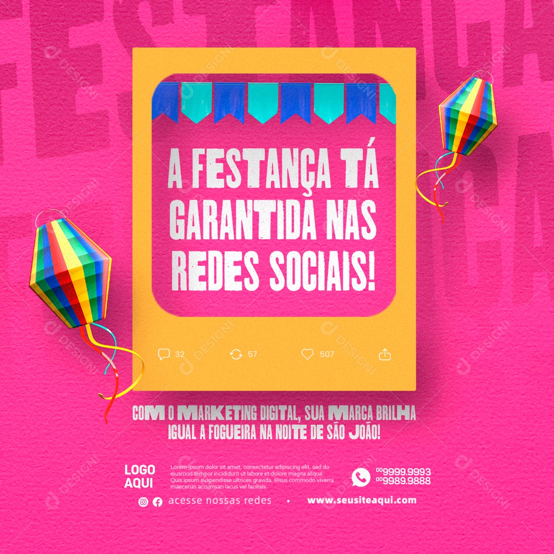 A Festança Tá Garantida Nas Redes Sociais Marketing Digital São João Social Media PSD Editável