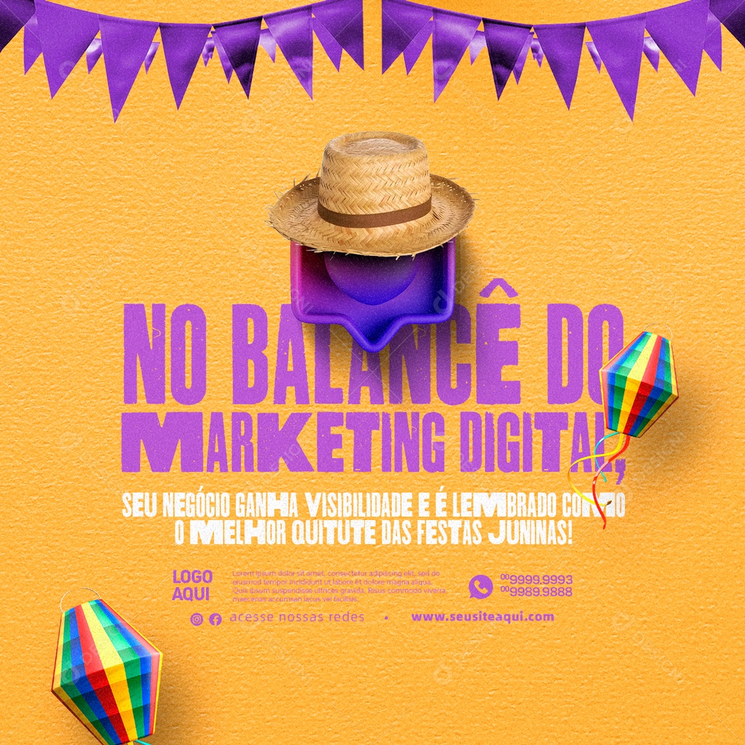 No Balancê Do Marketing Digital São João Social Media PSD Editável