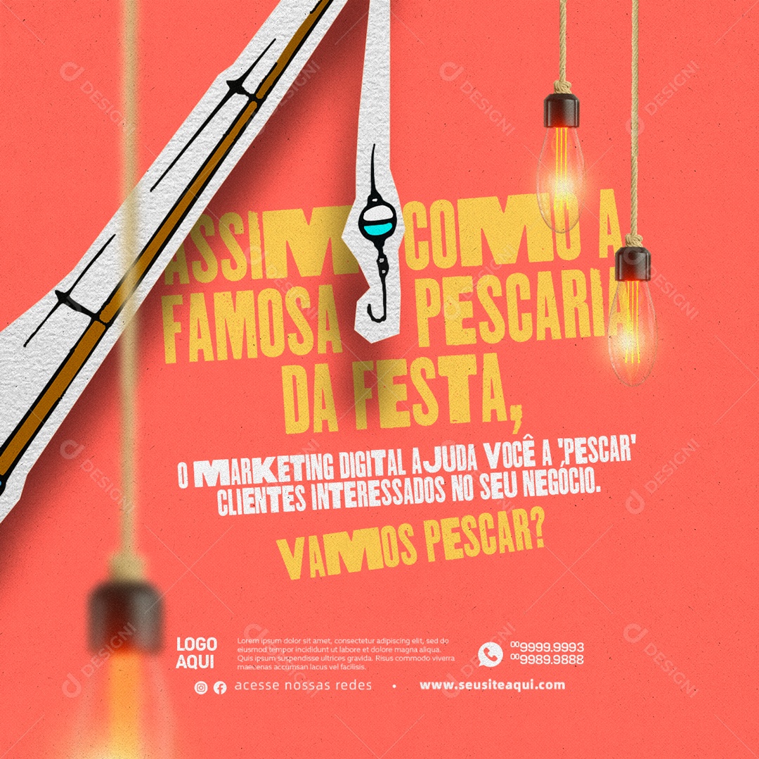 Assim Como A Famosa Pescaria Da Festa O Marketing Digital Ajuda Você A Pescar Social Media PSD Editável