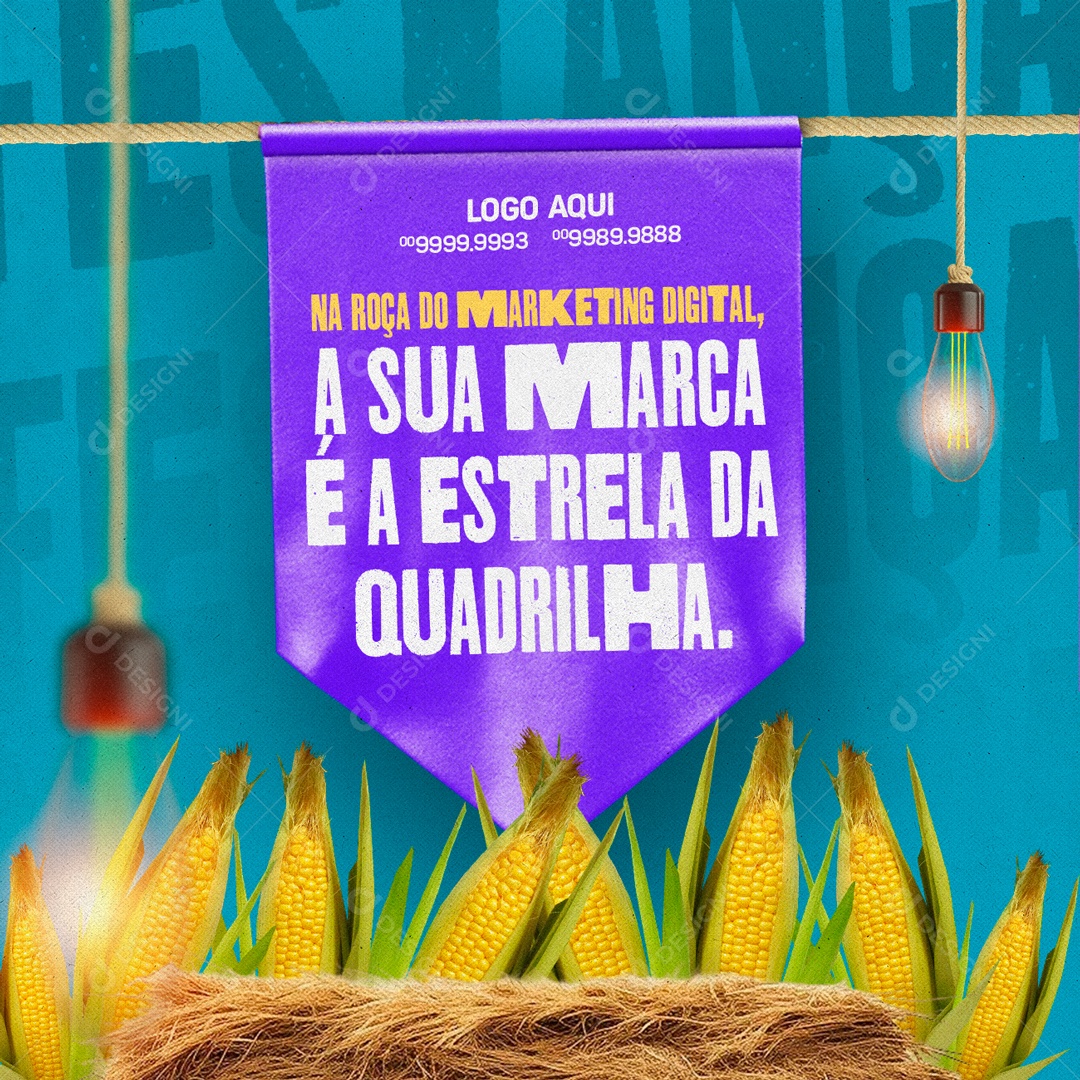 Na Roça Do Marketing Digital A Sua Marca é a Estrela Da Quadrilha Social Media PSD Editável