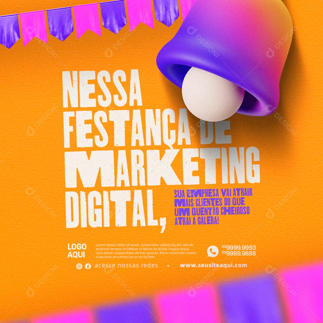 Nessa Festança De Marketing Digital Sua Empresa Vai Atrair Mais Clientes Social Media PSD Editável