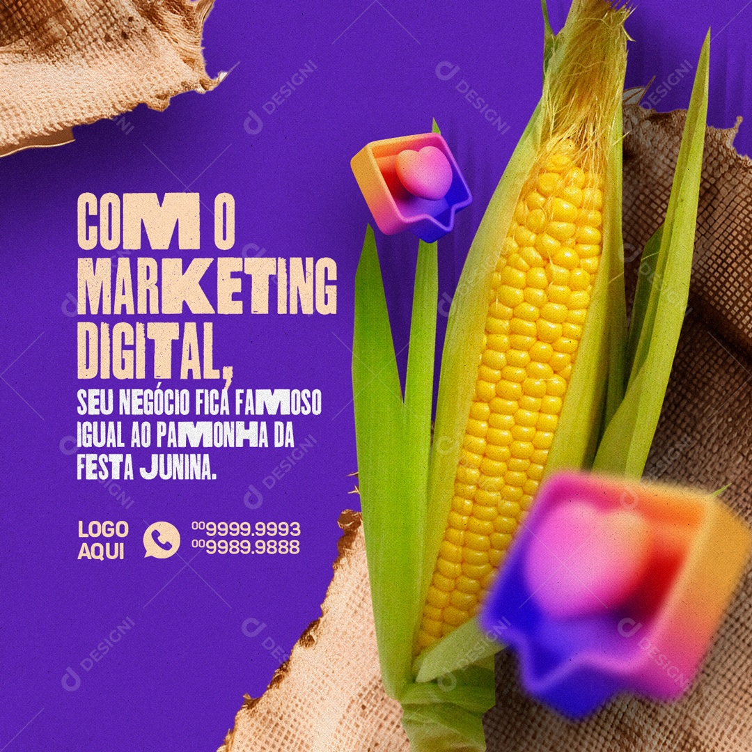 Com O Marketing Digital Seu Negócio Fica Famoso Igual Ao Pamonha São João Social Media PSD Editável