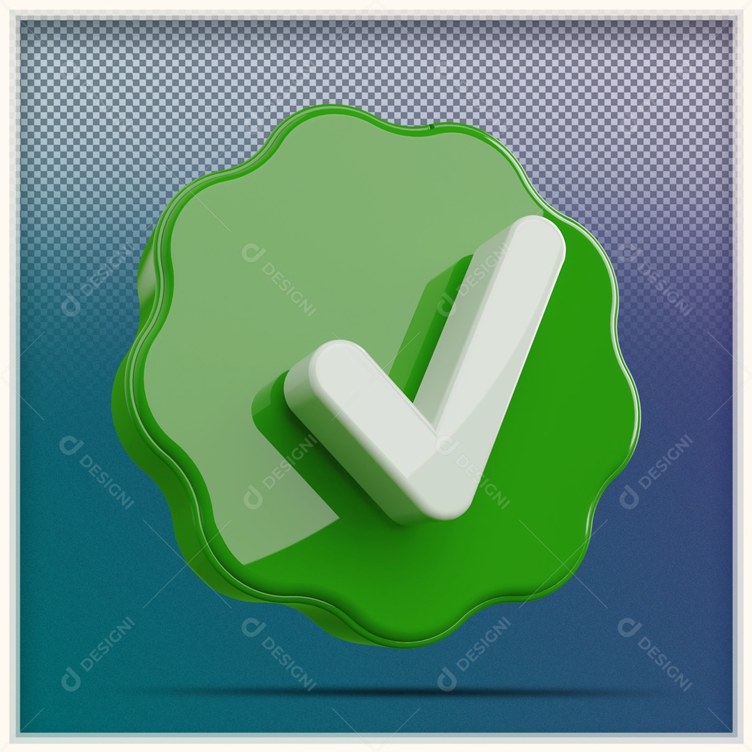 Ícone 3D Verde Redondo Ondulado Aprovado Ou Verificado Para Composição PSD