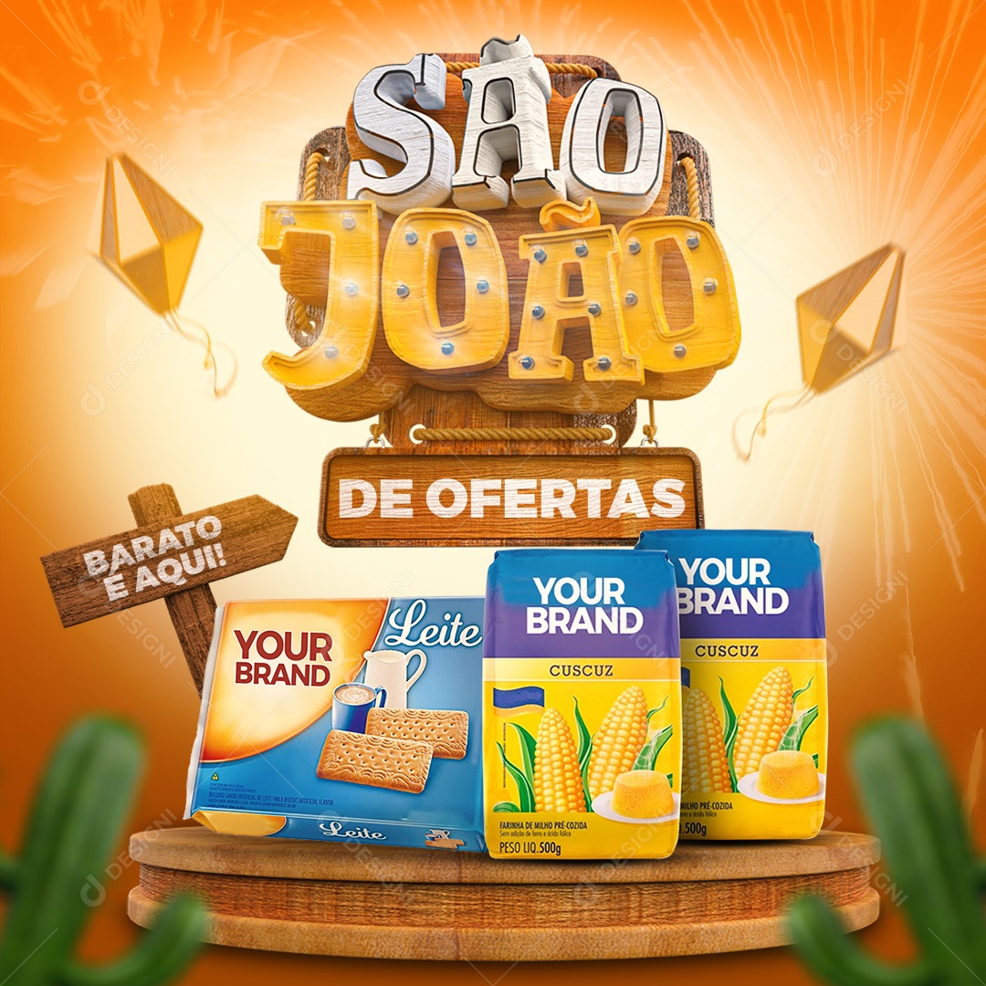 Social Media Feed São João De Ofertas Supermercado PSD Editável