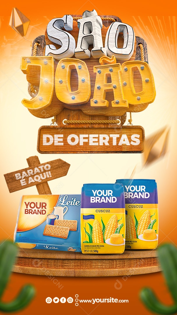 Social Media Story São João De Ofertas Supermercado PSD Editável