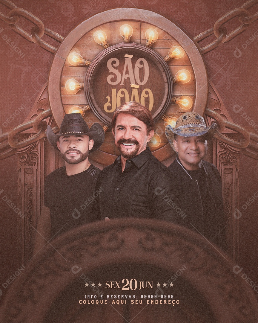 Social Media Flyer São João Cantores PSD Editável