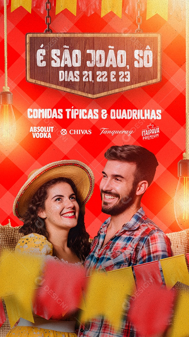 Story É São João Sô Comidas Típicas & Quadrilhas Flyer Social Media PSD Editável
