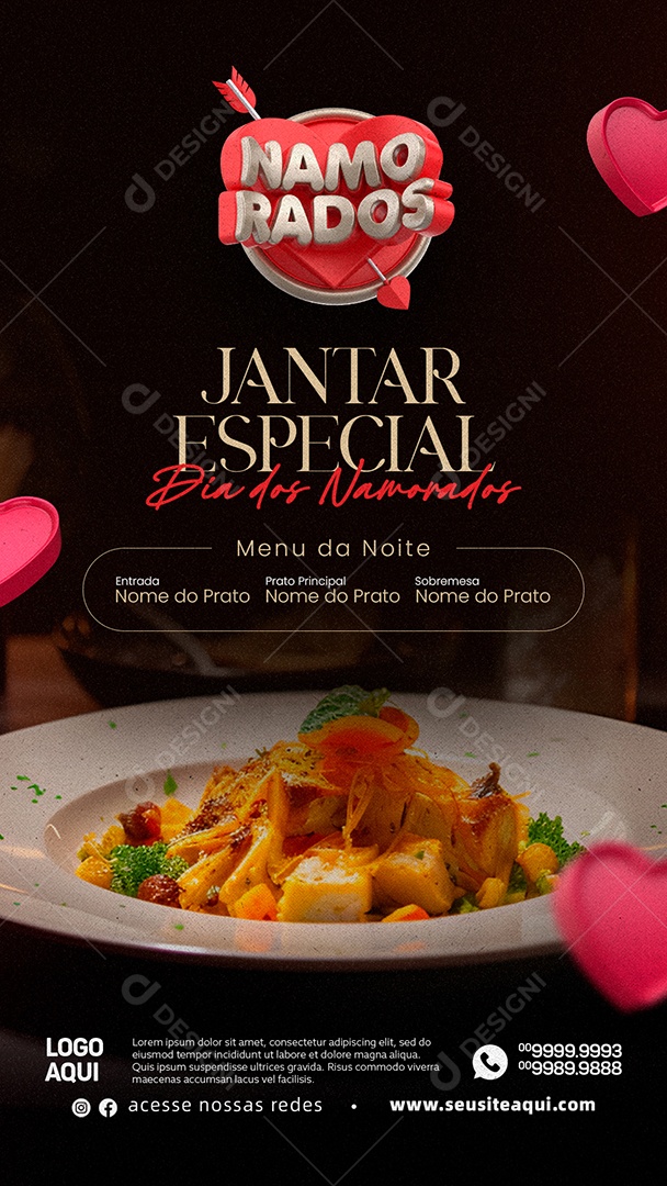 Story Jantar Especial Dia Dos Namorados Reserva De Mesa Social Media PSD Editável