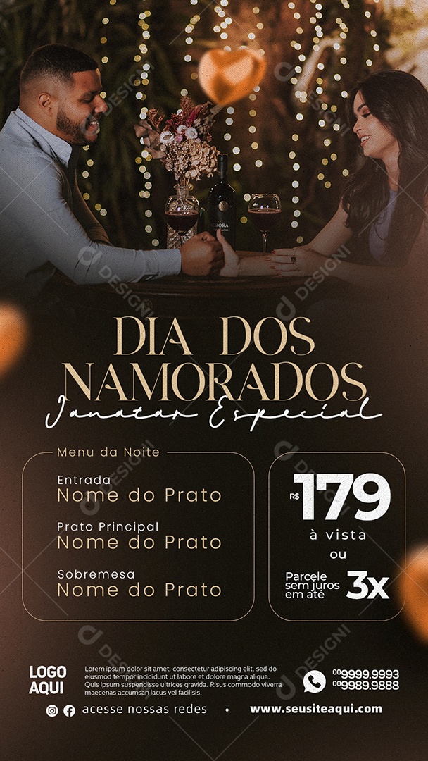 Story Dia Dos Namorados Jantar Especial Reserva De Mesa Social Media PSD Editável