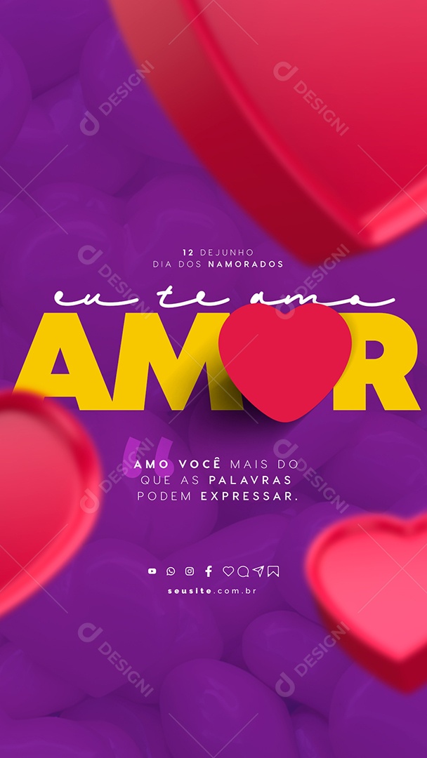 Story Eu Te Amo Dia Dos Namorados Social Media PSD Editável