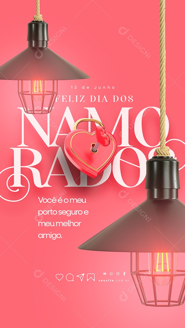 Story Love Brought Us Together Happy Valentine's Day Editable Social Media PSD