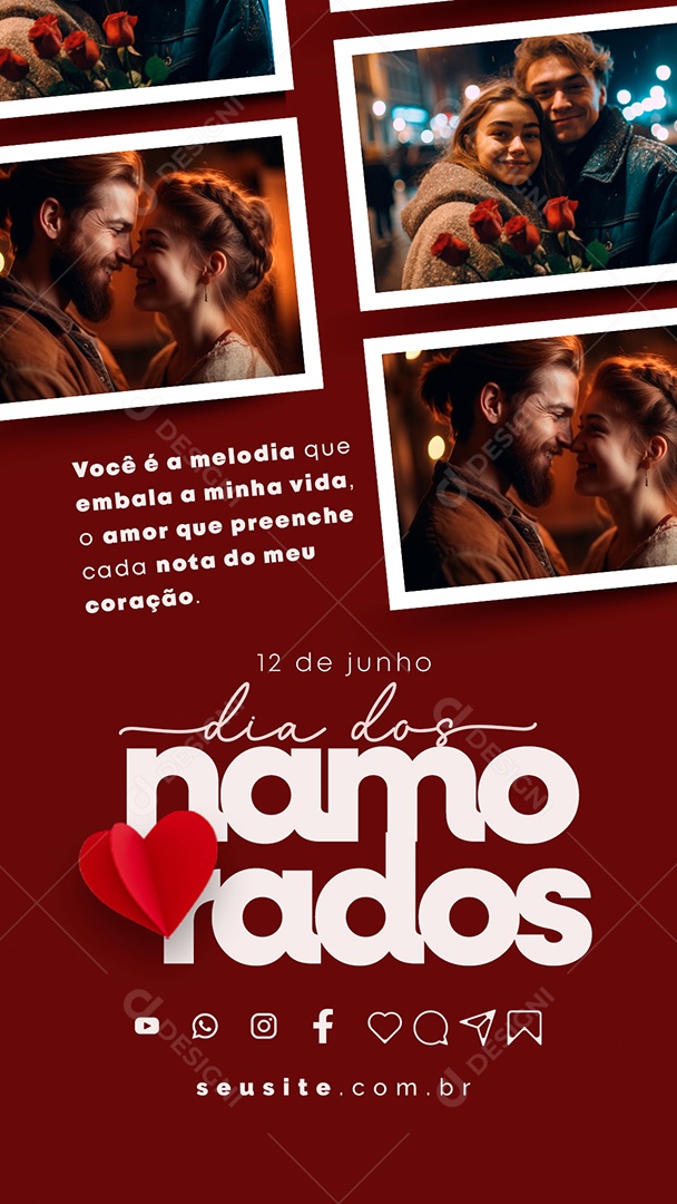 Story Você é a Melodia Que Embala A Minha Vida Dia Dos Namorados Social Media PSD Editável