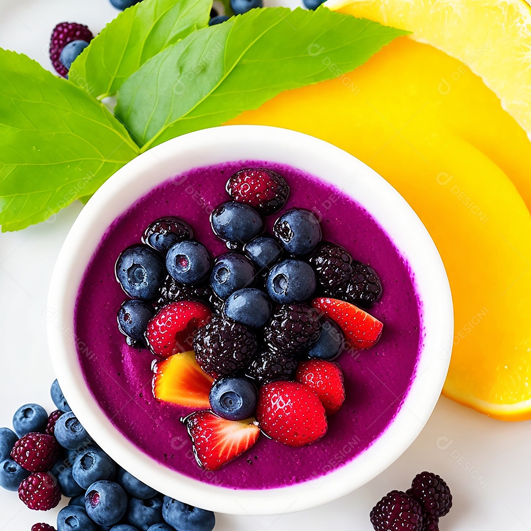 Delicioso copo de smoothie de frutas vermelhas