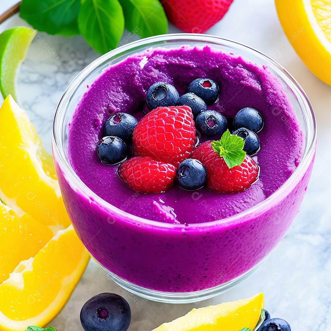 Delicioso copo de smoothie de frutas vermelhas