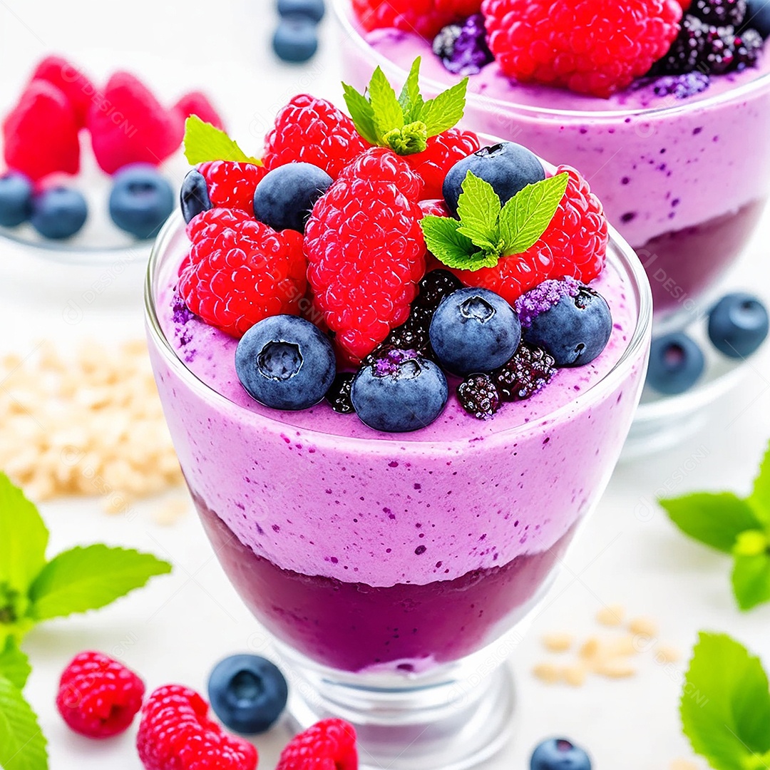 Delicioso copo de smoothie de frutas vermelhas