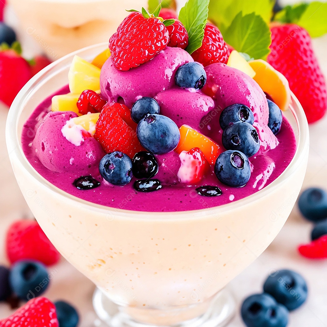 Delicioso smoothie de frutas vermelhas