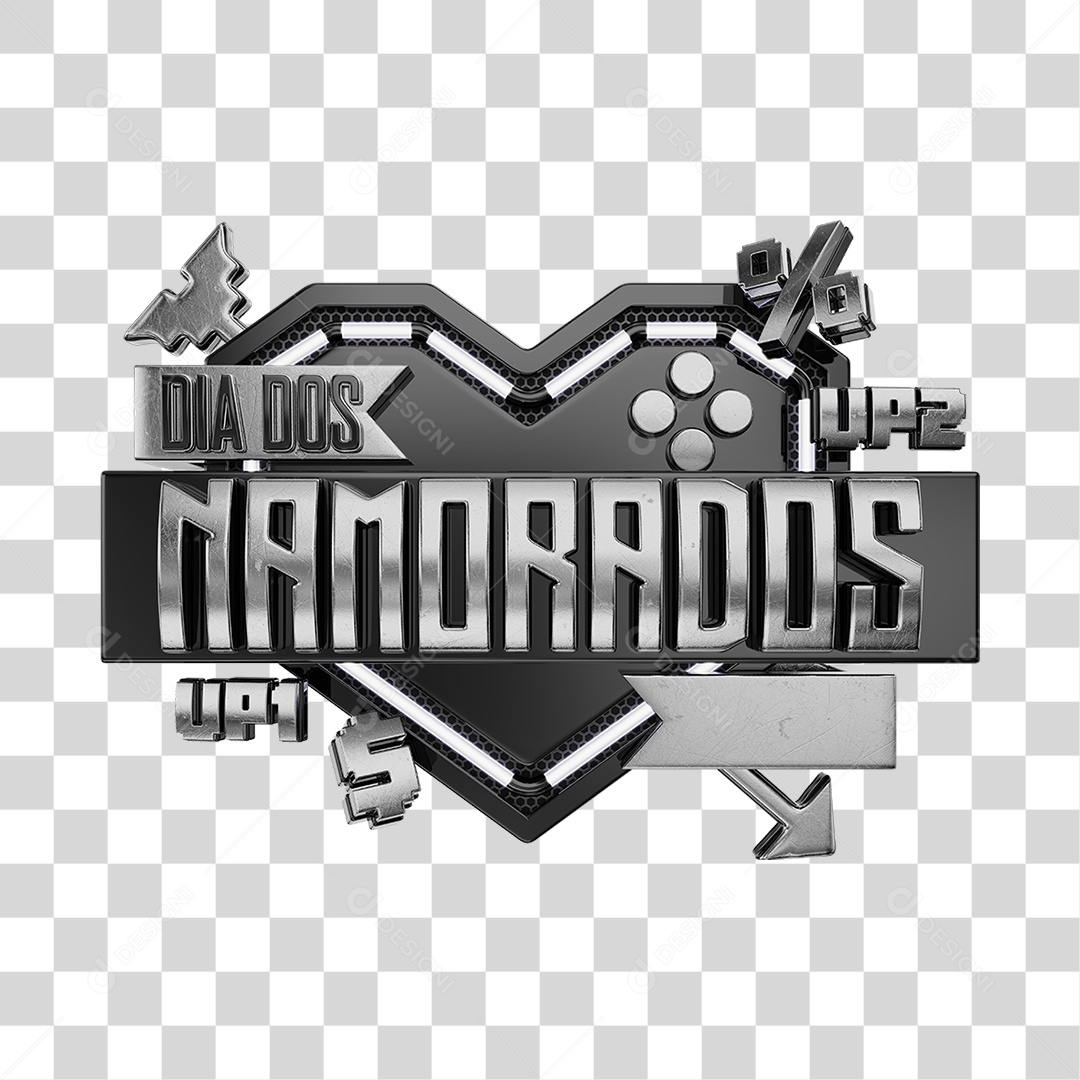 Dia Dos Namorados Selo 3D Preto Para Composição PNG Transparente