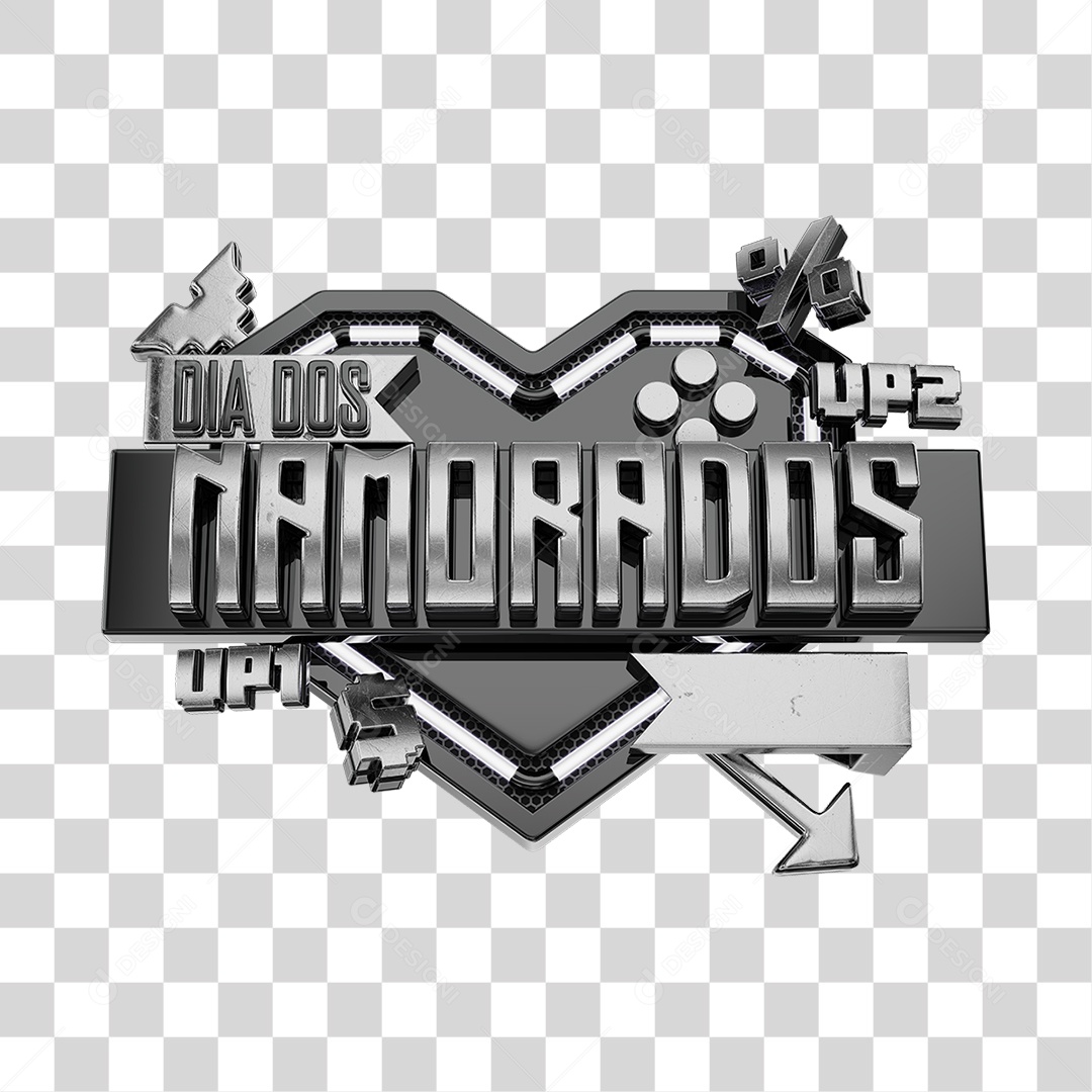 Valentine's Day Black 3D Stamp for Transparent PNG Composition