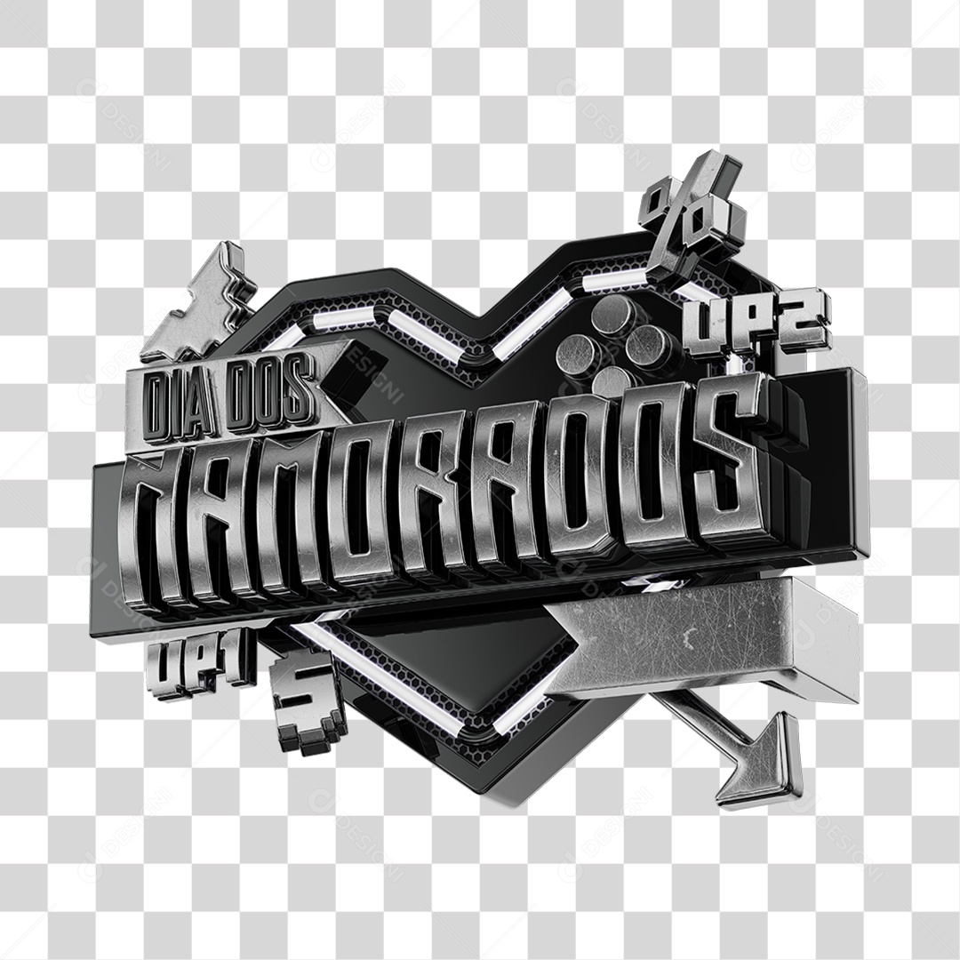 Dia Dos Namorados Selo 3D Preto Para Composição PNG Transparente