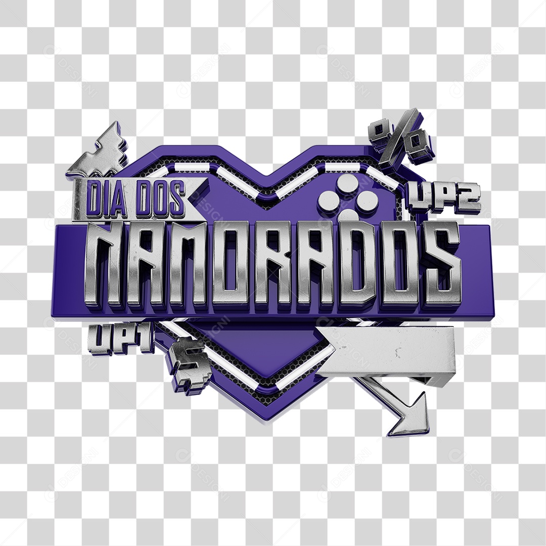 Dia Dos Namorados Selo 3D Roxo Para Composição PNG Transparente