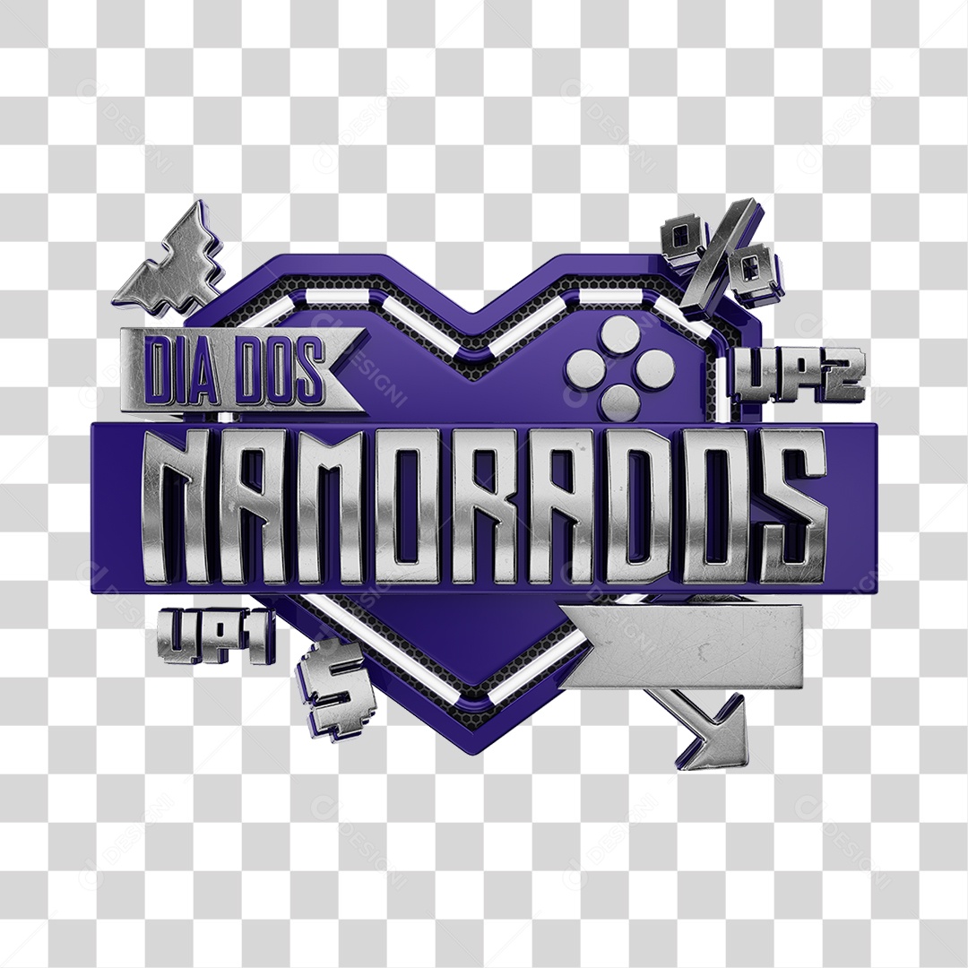 Dia Dos Namorados Selo 3D Roxo Para Composição PNG Transparente