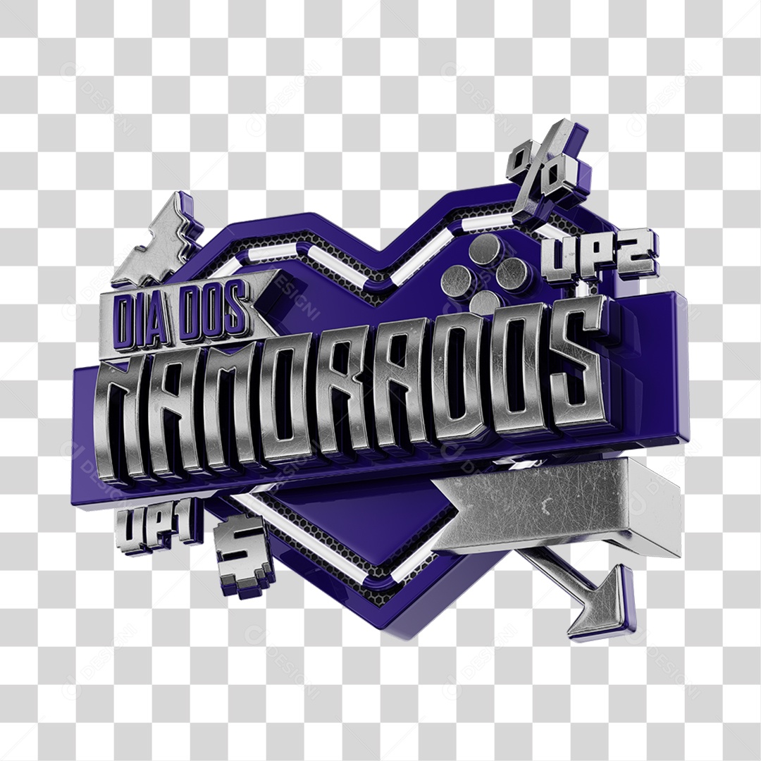 Dia Dos Namorados Selo 3D Roxo Para Composição PNG Transparente