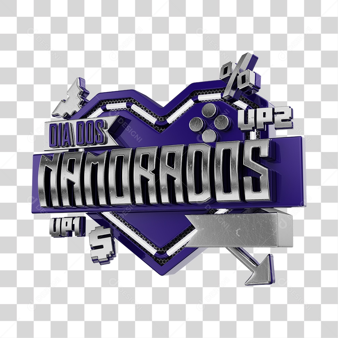 Dia Dos Namorados Selo 3D Roxo Para Composição PNG Transparente