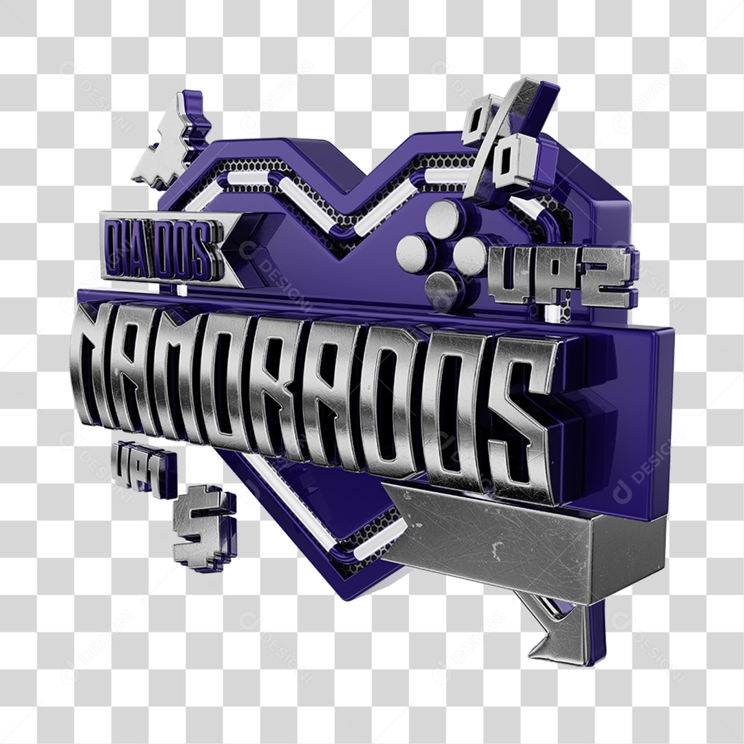 Dia Dos Namorados Selo 3D Roxo Para Composição PNG Transparente