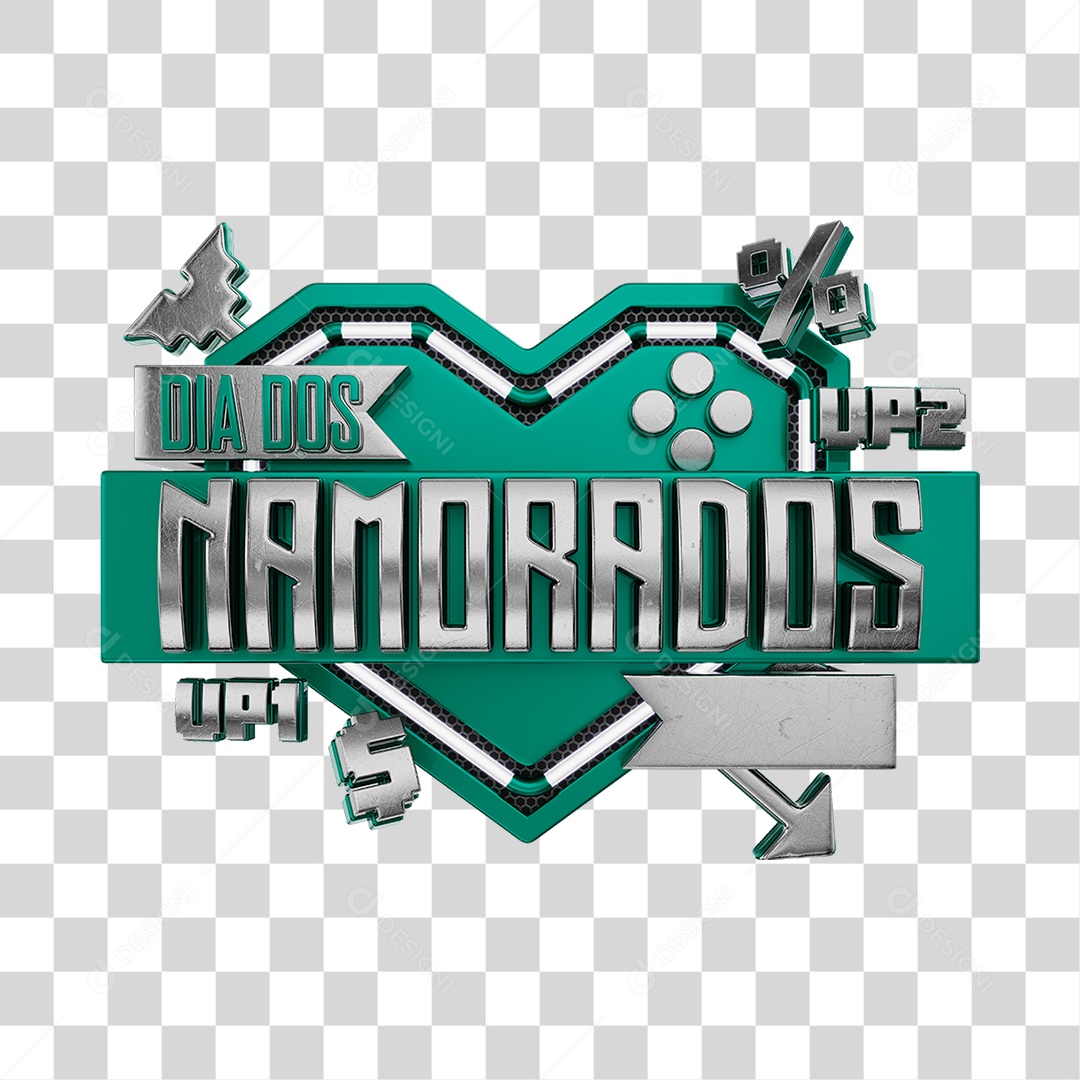 Dia Dos Namorados Selo 3D Verde Para Composição PNG Transparente