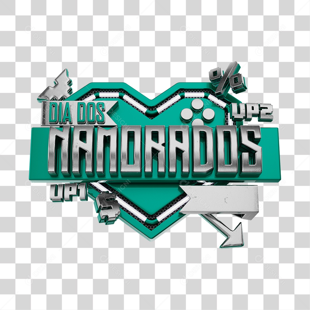 Dia Dos Namorados Selo 3D Verde Para Composição PNG Transparente