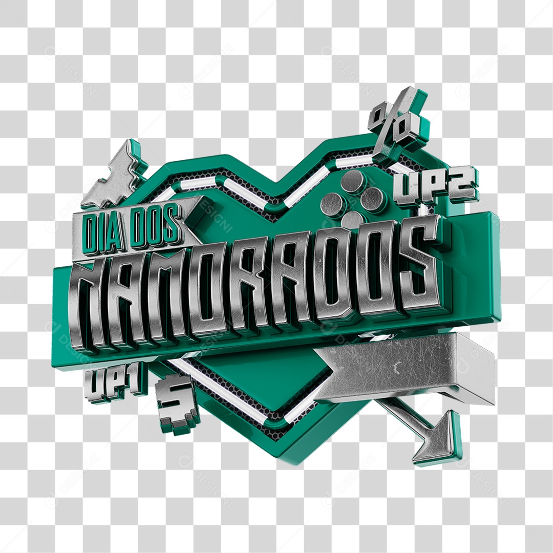 Dia Dos Namorados Selo 3D Verde Para Composição PNG Transparente