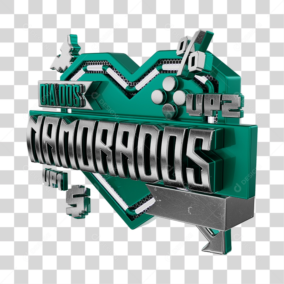 Dia Dos Namorados Selo 3D Verde Para Composição PNG Transparente