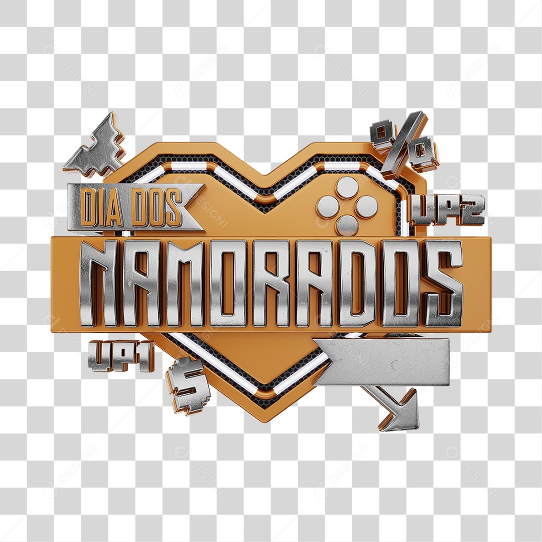 Dia Dos Namorados Selo 3D Marrom Para Composição PNG Transparente