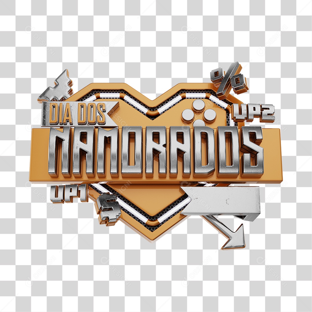 Dia Dos Namorados Selo 3D Marrom Para Composição PNG Transparente
