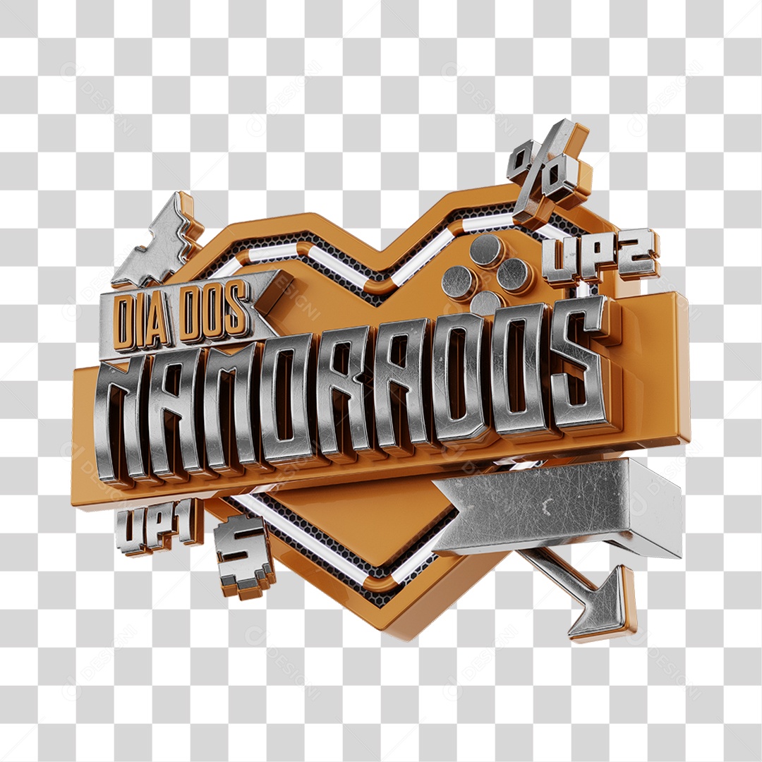 Dia Dos Namorados Selo 3D Marrom Para Composição PNG Transparente