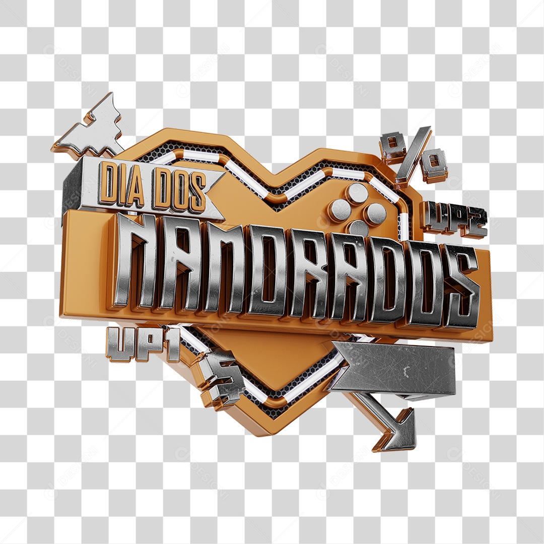 Dia Dos Namorados Selo 3D Marrom Para Composição PNG Transparente